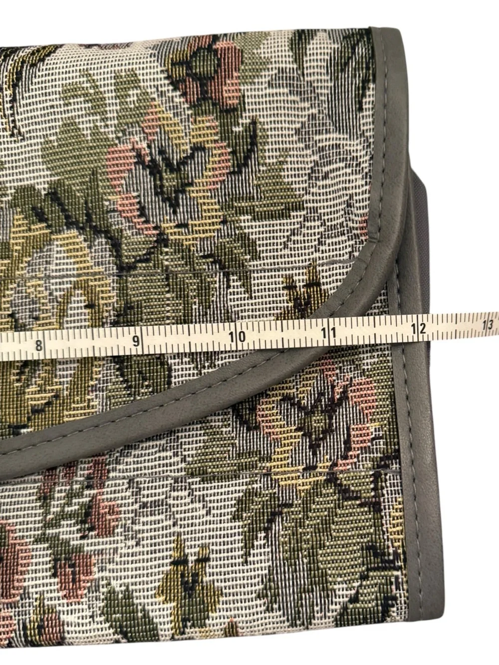 Tapestry Floral Fold-Over Organizer/Toiletry Bag - Taupe Pink Green